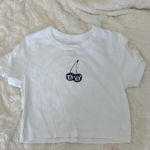 White T-Shirt with Cherry Design